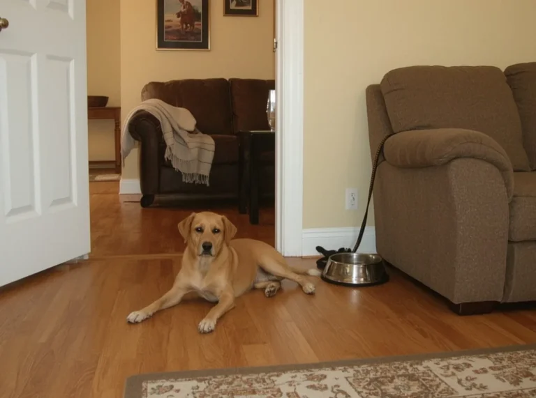 Dog quietly watching favorite person
