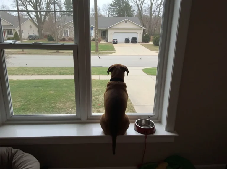 Dog watching out a window