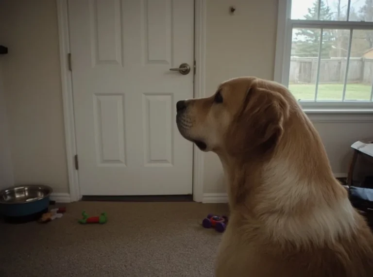 Alert dog reacting to a tiny sound