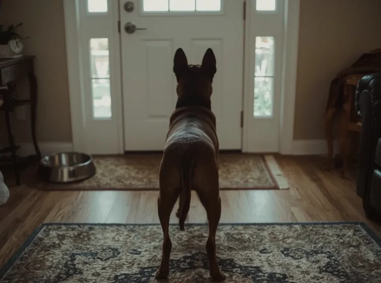 Alert dog standing still indoors