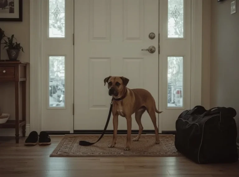 Dog anxiously waiting by the front door
