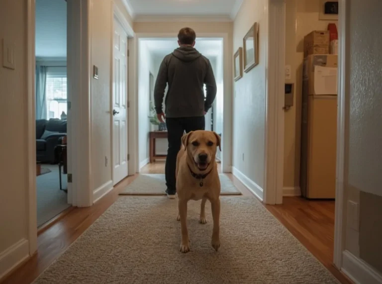 Dog following one person indoors
