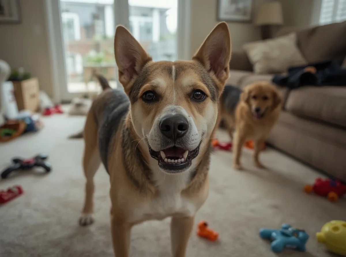 Dog showing signs of overstimulation