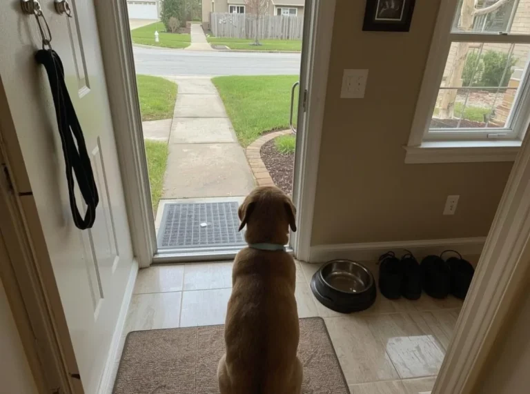 Dog watching a daily home routine