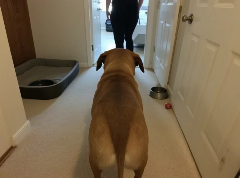 Dog turning away with tense body language