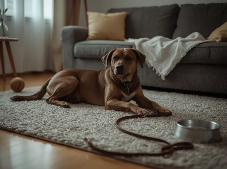 Dog resting after an excited play session