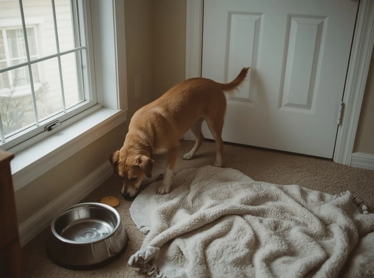 Dog repeating a daily habit at home
