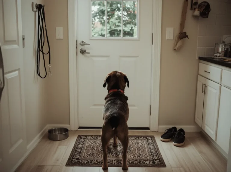 Dog watching familiar home routine
